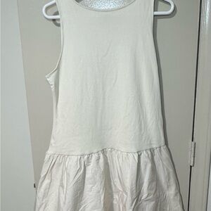 Ivory Sleeveless Ruffle-Hem Dress